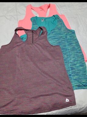 Women's Reebok and Zella Racerback Tank Tops in Pink, Teal & Purple Mix (3-Pack)